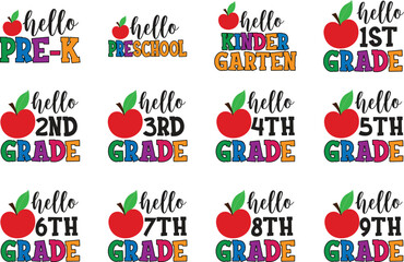 Hello School SVG bundle, Back to Schoo SVG