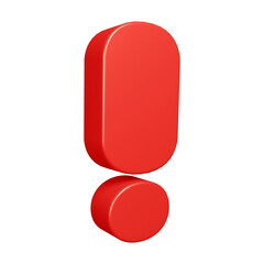 3D red exclamation mark symbol or icon design