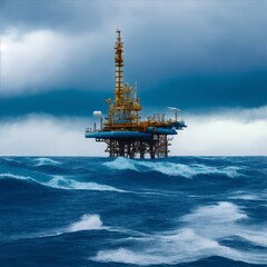 oil rig at sea illustration