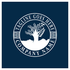 Root Leaf Family Tree of Life Oak Banyan Maple Stamp Seal Emblem Label logo