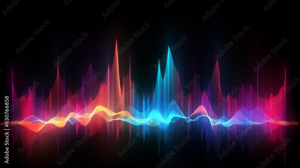 Wall mural Equalizer effect neon music wave. AI generative.