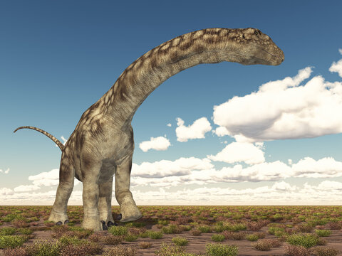 Dinosaurier Argentinosaurus in einer Landschaft