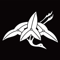 家紋です。沢瀉（おもだか）鶴といいます。