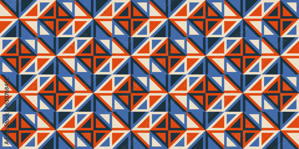 Poster retro pattern of rhombuses. vector red and blue rhombus, repeating and seamless. pattern for textile