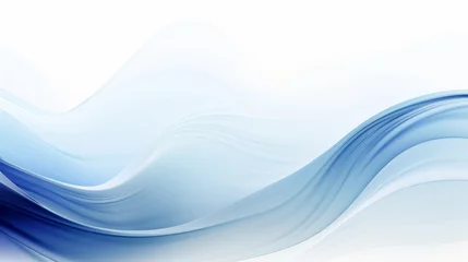 Fotobehang Blue abstract wave background with white background. ai generative. © vadymstock