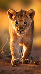 Naklejka premium portrait of a young lion
