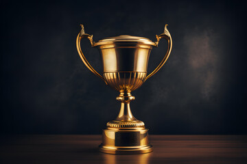 Fototapeta na wymiar Trophy cup isolated on black background created with Generative AI technology