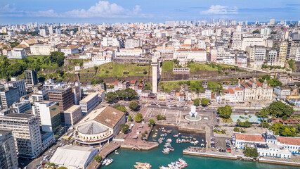 Naklejka premium City of Salvador in Bahia. Aerial view. Lacerda's elevator