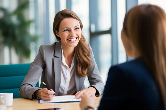 Confident Woman in a Job Interview - Pursuing Career Opportunities. AI Generated.