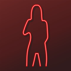 beauty girl neon sign, modern glowing banner design, colorful modern design trends on black background. Vector illustration.