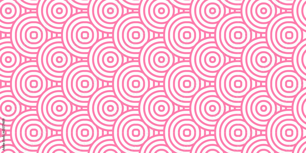 Poster seamless pink pattern with circles fabric curl backdrop. seamless overloping pattern with waves patt