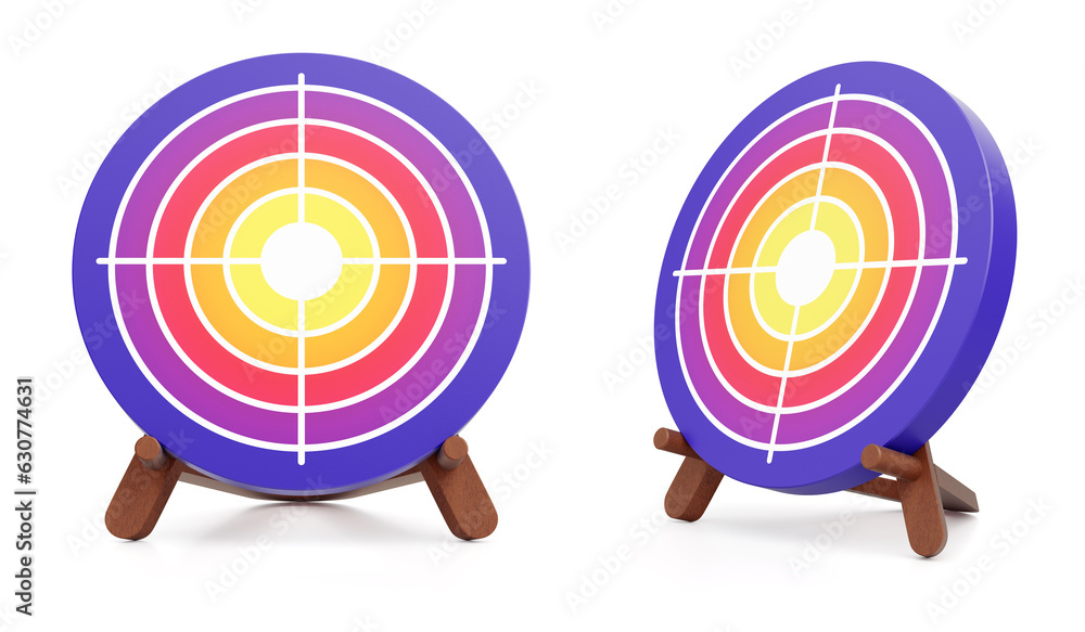 Poster darts dartboard. fixed on a wooden stand a dartboard in a front and a side perspective projections o
