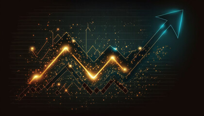 Stock market graph or forex trading chart for business and financial concepts, reports and investment on dark background