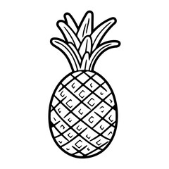 Pineapple Tropical Fruit Illustration, Pineapple with leaf icon.