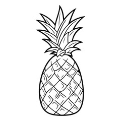 Pineapple Tropical Fruit Illustration, Pineapple with leaf icon.