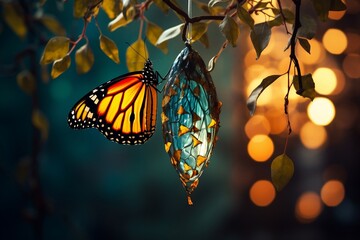 Butterfly's Journey. Generative Ai - obrazy, fototapety, plakaty