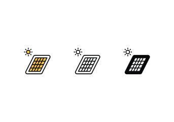 Solar Pannel icons set vector stock illustration.