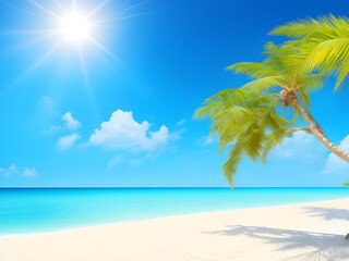 Fototapeta na wymiar beach with palm trees background