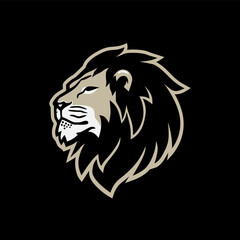 Elegant Lion Head Sports logo. Wise Lion vector illustration template. Big cat mascot clipart. Usable for labels, banners, or advertisements.