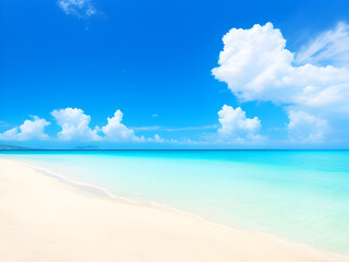 Fototapeta premium beach with blue sky with heart cloud shape background