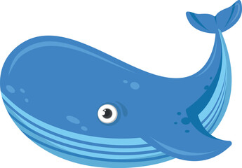 Whale as Sea Animal Floating Underwater Vector Illustration. Vector illustration of a cartoon whale. Graphics for kids prints.