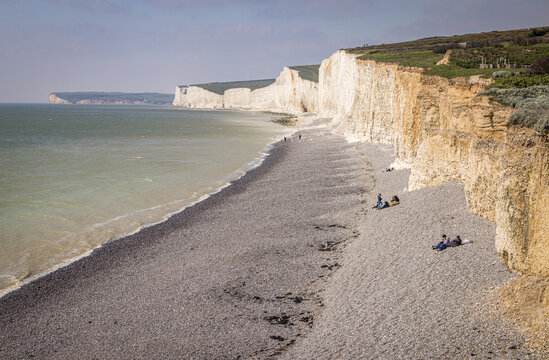 White cliffs and beach at Birling Gap, East Sussex, England