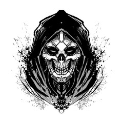 the black grim reaper illustration line art