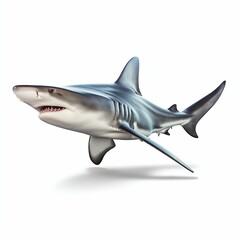 Obraz premium Angry Shark Isolated on White Background. Generative ai
