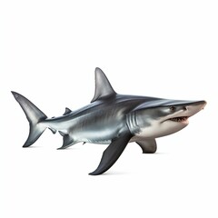 Obraz premium Angry Shark Isolated on White Background. Generative ai