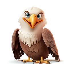 Fototapeta premium Happy Cartoon Eagle Isolated on White Background. Generative ai