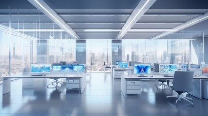 Fototapeta premium Bright and Transparent Commercial Office Building. Generative ai