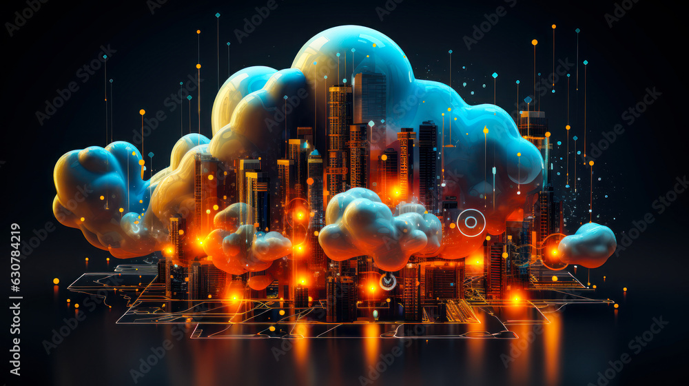 Poster digital cloud computing infrastructure and data center