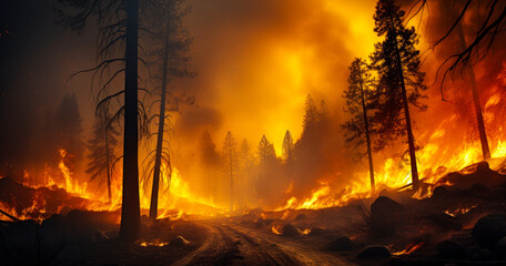 Flames Engulfing Nature - Forest Fire Out of Control