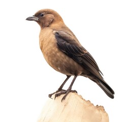 Fototapeta premium Brown-headed cowbird bird isolated on white. Generative AI