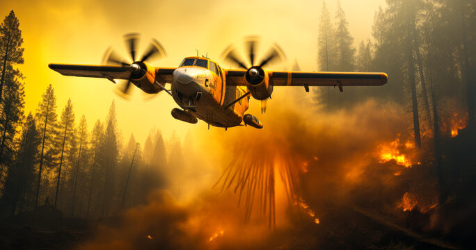 Forest Fire Disaster: Water Bomber in Action