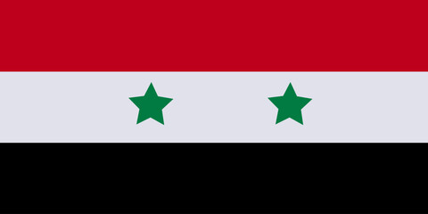 Vibrant image of Syria flag with four stars in red, green, and black colors