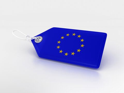 3D Rendering Illustration of Shopping Price Tag EUROPEAN Flag - High Quality 3D Rendering