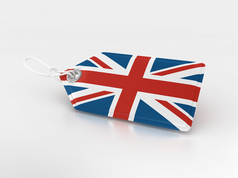 3D Rendering Illustration of Shopping Price Tag BRITISH Flag - High Quality 3D Rendering