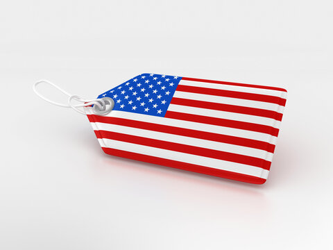 3D Rendering Illustration of Shopping Price Tag USA Flag - High Quality 3D Rendering