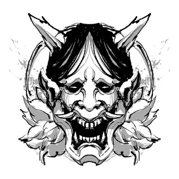 recommend clip art: the japanese oni mask illustration line art