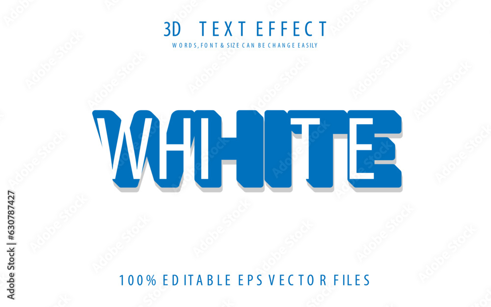 Wall mural white 3d fully editable vector eps text effect template design.