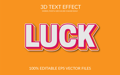 Luck 3d Fully Editable Vector Eps Text Effect Template Design.