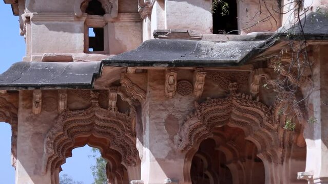 old stone house of ancient in hampi in Karnataka, heritage of India of ancient times, Rani mahal in India hampi