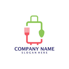 Food Suitcase logo design vector. Suitcase logo design template concept