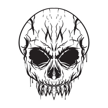Tribal Skull Outline, good for coloring books, prints, stickers, design resources, logo and more.