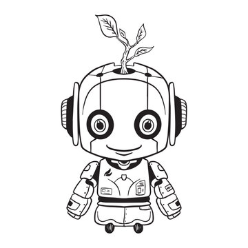 Robot Outline 01 ,good for coloring books, prints, stickers, design resources, logo and more.