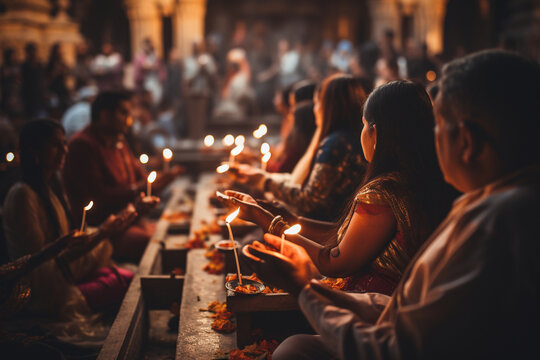 A picture of a religious ceremony where individuals receive blessings as a sign of their faith Generative AI
