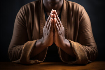 A photo of a person with hands in prayer position, representing a universal symbol of reverence Generative AI