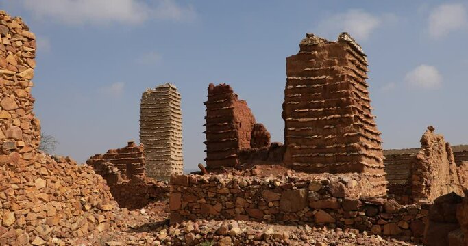 Red stone and mud houses village  Sarat Abidah  Saudi Arabia