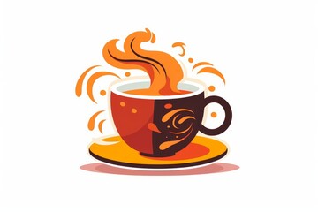Cup of Americano on White Background in Cartoon Style. AI generated